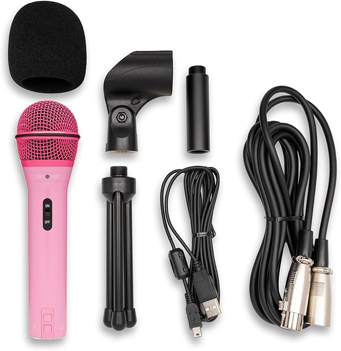 Samson Q2U USB and XLR Handheld Dynamic Microphone with Cardioid Polar Pattern for Podcasting and Live Streaming (Pink)