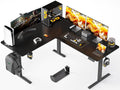 WALKINGDESK 63x55 Inches Reversible L Shaped Standing Desk, Height Adjustable With Cup Holder, Electric Corner Computer Workstation, Sit Stand up Home Office, Ergonomic Gaming, Black