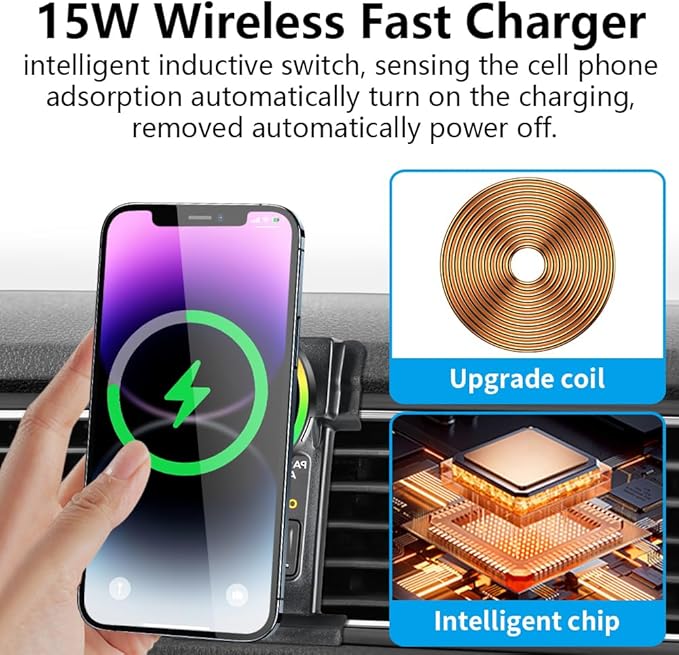 Car Magnetic Phone Mount for Volkswagen VW Jetta 2011 2012 2013 2014 2015 2016 2017 2018 Auto Interior Accessories Best Cellphone Holder Fast 15W Wireless Charger Cell Phones Charging Screen Stand