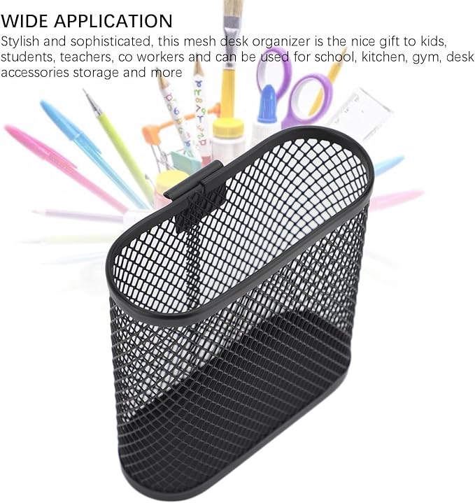 Wall Mounted Metal Mesh Pencil Holder, Black Office Desk Organizer, Storage Cup for Pegboard, Home, School, Kitchen