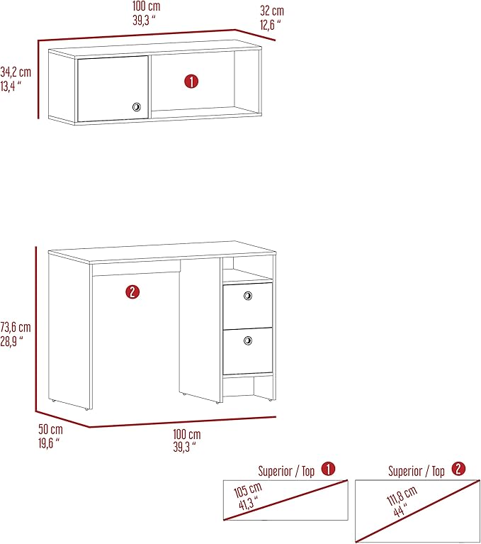 2-Piece Light Oak Office Desk Set with Wall Cabinet!