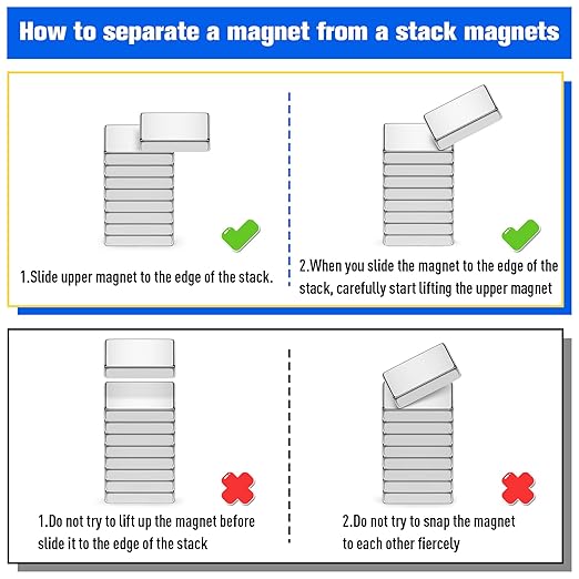 FINDMAG 10Pcs Strong Neodymium Magnets Bar, Heavy Duty Rare Earth Magnets, Rectangular Magnetic Bar, Small Powerful Magnetic Bar for Crafts Kitchen DIY Tool Storage Science Office – 50x10x4mm