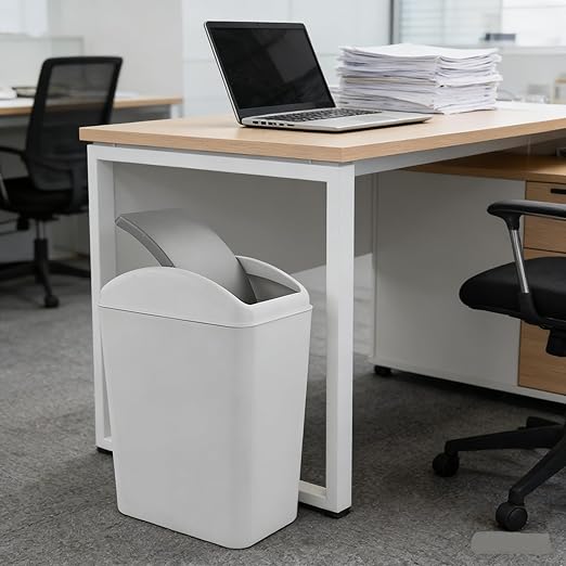 4.2 Gallon Swing Lid Trash Can, Plastic Waste Bin Garbage with Lid, Grey