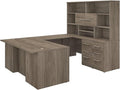 Bush Business Furniture Office 500 U Shaped Executive Desk with Drawers and Hutch, 72W, Modern Hickory