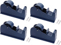 JDS 4 Pack Desktop Industrial Metal Tape Dispensers (8 Replacement Blades) - Pull and Tear Heavy-Duty Weighted Non-Skid Adhesive Roll Holder for Office, Home, School, Gift-Wrapping, and Craft Use