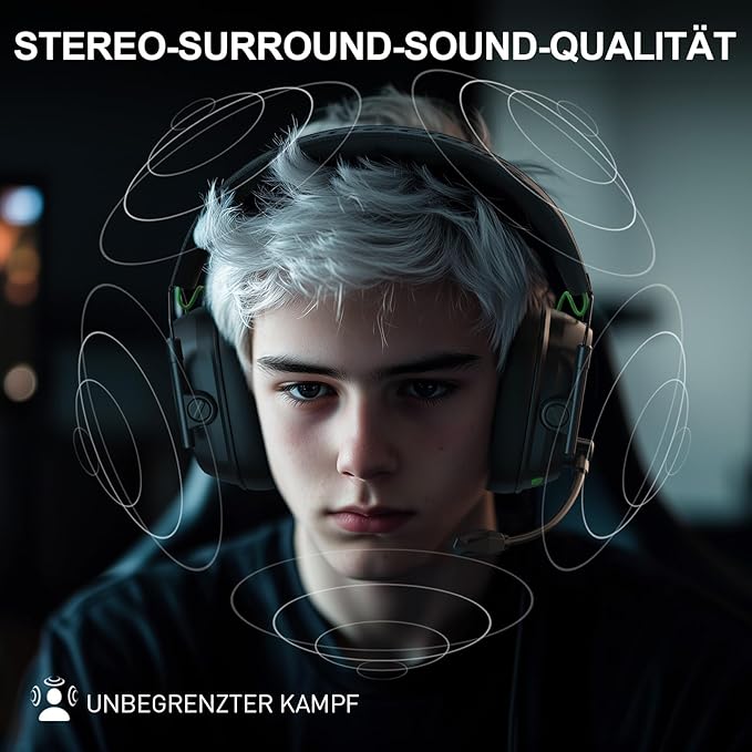 Wireless Gaming Headset for PS5, PS4, PC, Switch – 2.4GHz & Bluetooth Gaming Headphones with Mic, 3D Stereo Surround Sound, 20ms Low Latency, ENC Noise Canceling, RGB Light, 50H Battery
