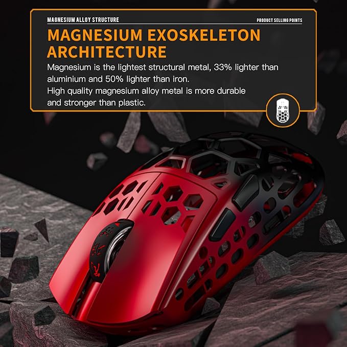 Darmoshark M2 Wireless Gaming Mouse,Tri-Mode 4K/USB-C/Bluetooth Mouse Up to 26000DPI,PAW3395 Optical Sensor Lightweight 42g,5 programmable Button 500MAh Battery Life,Computer Mouse for Laptop,PC(P)