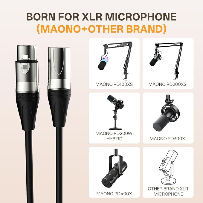 MAONO USB/XLR Dynamic Microphone for PC with 6FT XLR Cable, Computer Streaming Gaming Mic with RGB Light, Mute Button, Headphones Jack,Desktop Microphone Bundle for Podcast Recording