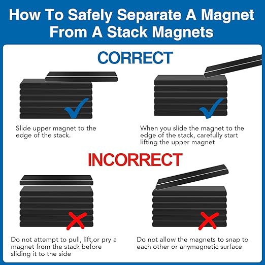 TRYMAG Strong Neodymium Black Magnets Bar, 12 Pack Powerful Rare Earth Magnets with Double-Sided Adhesive, Waterproof Black Magnetic Magnet Strips Heavy Duty for Kitchen, DIY, Office - 60 x 10 x 3 mm