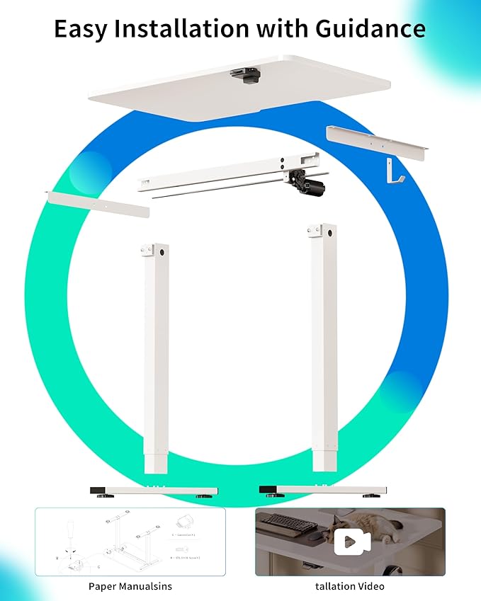 BIZUM 31.5" Small Electric Standing Desk Height Adjustable, Whole Piece Stand Up Computer Desk Work Study Writing Gaming Desks for Home Office White