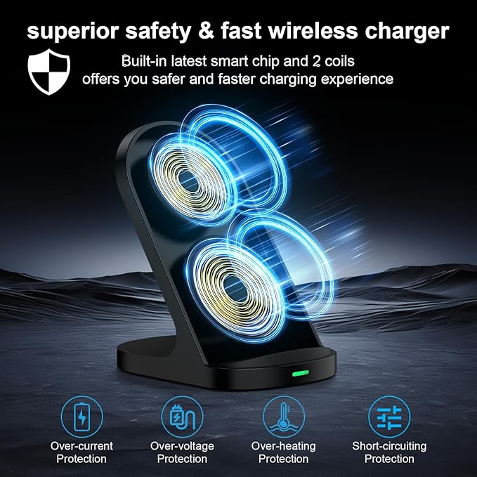 Samsung Wireless Charger Fast Charging Stand Desk Wireless Phone Charger for Android Charging Station Galaxy S26 Ultra S25 FE S25+ S24 S23, for Google Pixel10 Pro Fold/10 Pro/10/9 Pro/9a/8