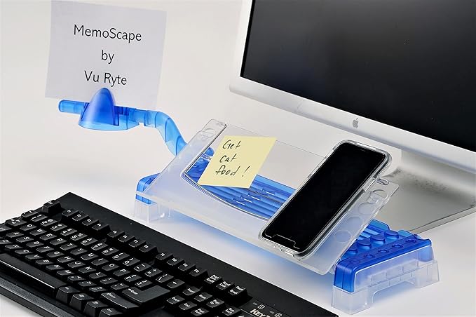 MemoScape Adjustable in-Line Document Holder for Typing | Reduces Neck Strain, Improves Focus, Boosts Desk Organization, and Workflow | Paper Holder Stand for Desk and Home Office - Blue (VUR 3020)
