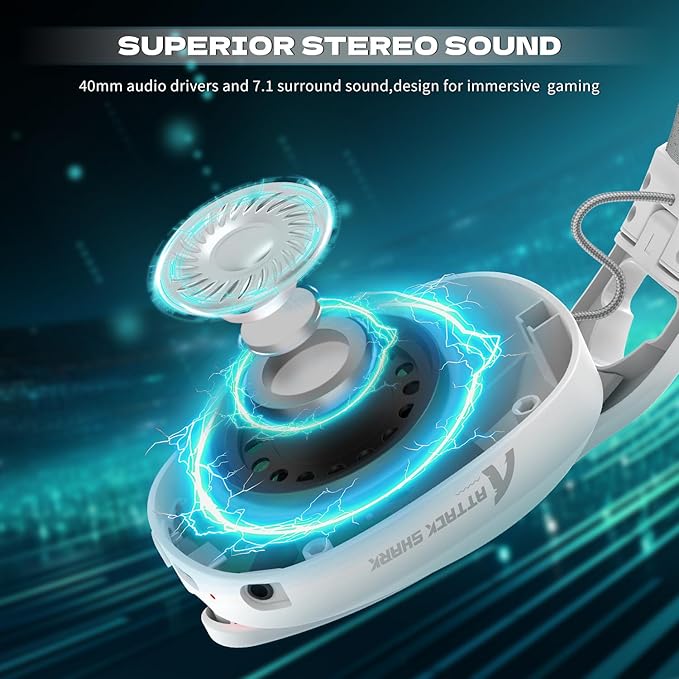 ATTACK SHARK L90 Ultra-Light Wireless Headset,RGB,Foldable,Triple- Mode-2.4Ghz/Bluetooth/Wired Gaming Headphone with mic,40mm Driver,7.1 Surround Sound,for Xbox/PS4/PS5/PC Customize via Software-White
