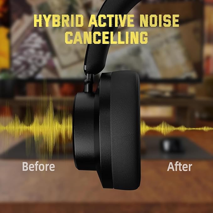 ATTACK SHARK G500 Wireless Over-ear Noise Canceling Headphones,Bluetooth ANC Gaming Headset with BT 5.3/3.5mm Audio Cable,20H Playtime,Hifi Stereo Sound,Deep Bass,Built-in Mic for PC Smartphone(Black)