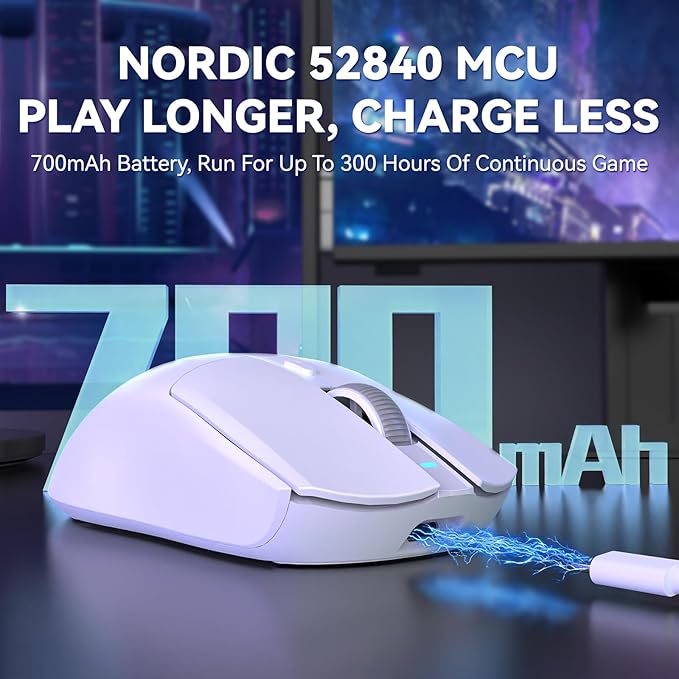 ATTACK SHARK AJ139 G Pro Gaming Mouse Type C Wired USB Receiver up to 26000DPI 6 Programmable Button Ergonomic Symmetric for PS4 Xbox PC Mac Gamer(White)
