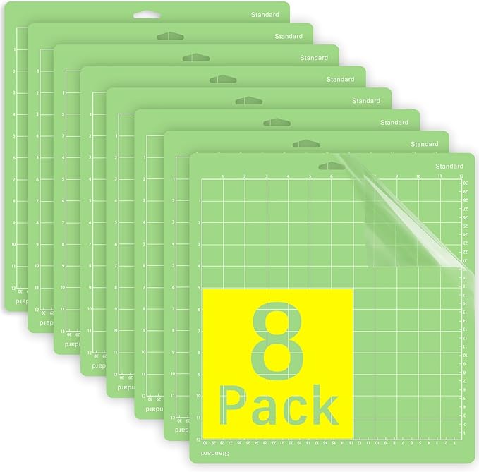 Gwybkq Cutting Mat, Compatible With Cricut Maker 4/Explore One/Air - 8 Pack 12"x12" Standard Grip Cutting Mats for Crafts, DIY Gift,Adhesive Sticky Non-Slip Durable Mat Replacement Accessories