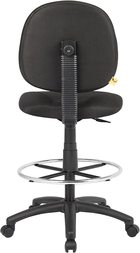 Boss Office Products Stand Up Fabric Drafting Stool Without Arms in Black (B1690-BK)