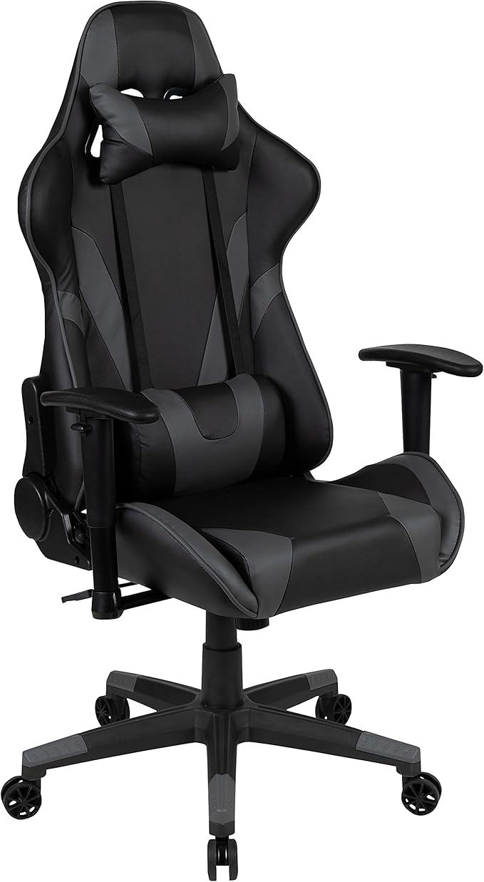 Flash Furniture Optis Red Gaming Desk and Gray Reclining Gaming Chair Set with Cup Holder and Headphone Hook
