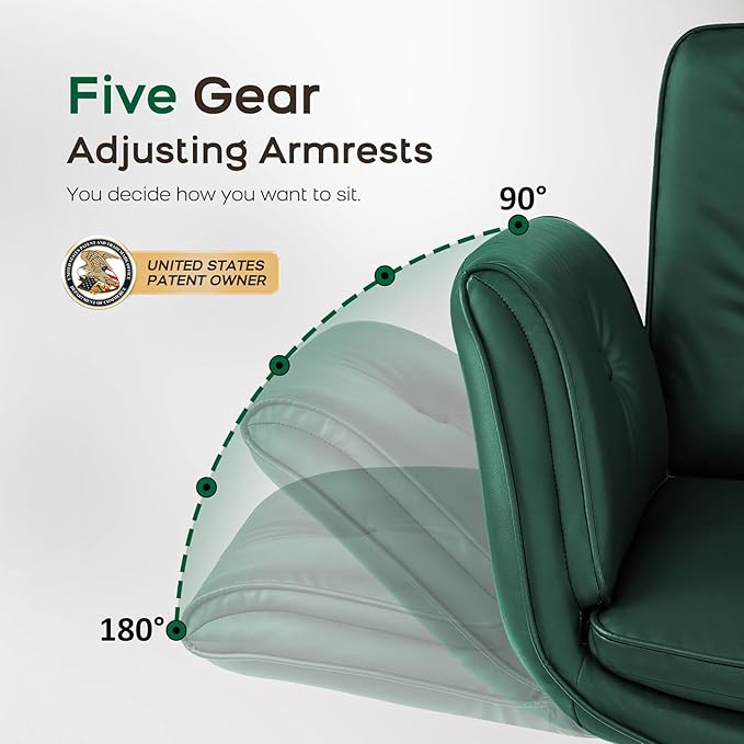 amseatec Criss Cross Chair with Armrests & Wheels, Adjustable Swivel Comfortable Lounge Vanity Chairs, Home Office Desk Chair, Medieval Style, (Christmas Green)