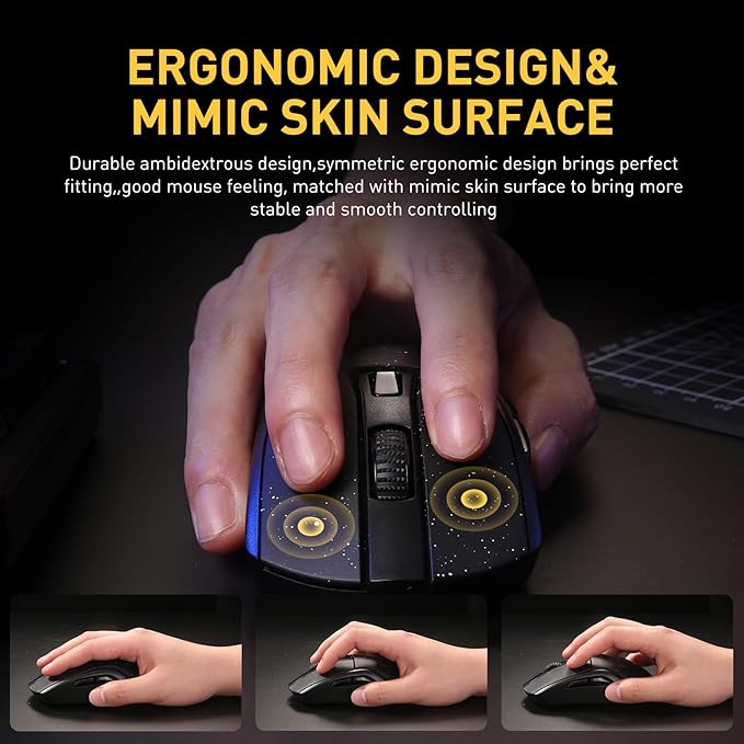 DAREU A950 Wireless Gaming Mouse with RGB Charging Dock,88g Lightweight Programmable Tri-Mode Wireless Mouse Gaming, Up to 12K DPI,1000Hz,120Hrs Playtime with RGB Backlit, Great for PC, Mac