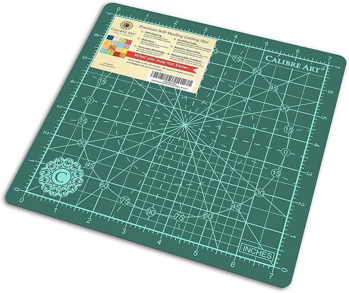Calibre Art Rotating Self Healing Cutting Mat 8x8 (7" grids), Perfect for Quilting & Art Projects