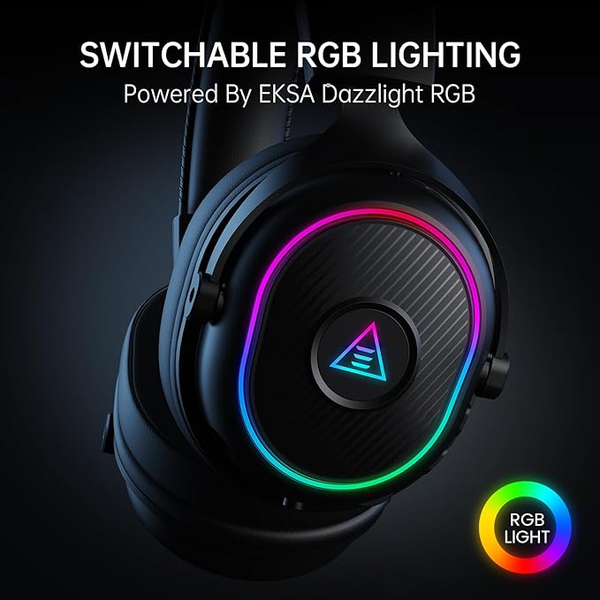 EKSA 2.4GHz Wireless Gaming Headset for PS5,PC,PS4,Switch,Mobile,Mac, Bluetooth Gaming Headphones with Microphone, RGB, 30ms Latency, 50H Battery, USB & Type-C Ultra, PC Wired Gaming Headset for Xbox