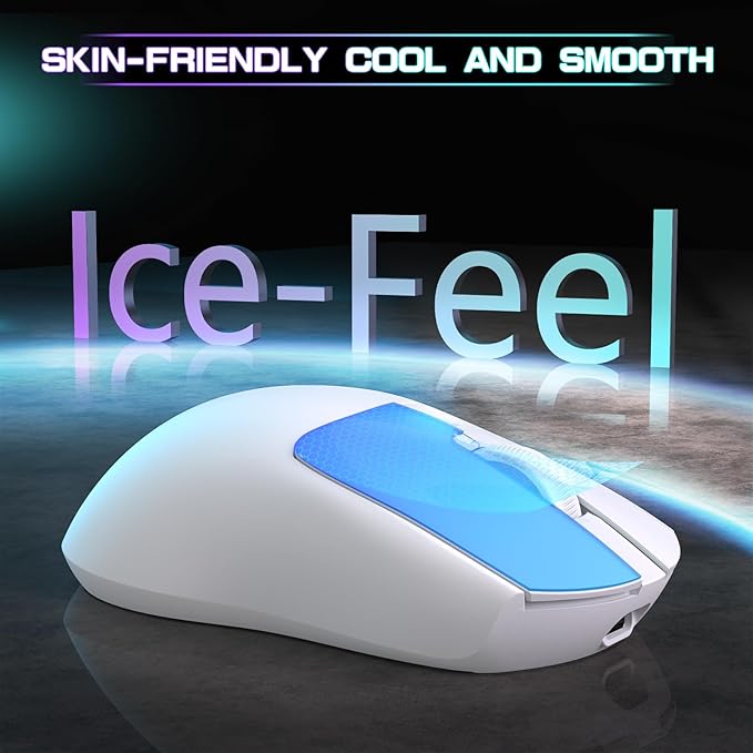 ATTACK SHARK × MAMBASNAKE M4 Wireless Gaming Mouse, 24000 Adjustable DPI PAW3311 Optical Sensor, Programmed Buttons, 52g Lightweight Ergonomic Computer Mice 2.4G/BT/USB-C for PC/Mac-White