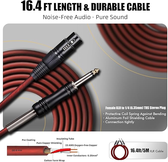 Dynamic Microphone - Professional Vocal Microphone for Singing - Handheld Wired Microphone with 16ft XLR to 1/4" Audio Cable - Mic for Speaking, Karaoke & Living Stage (Titanium Grey)