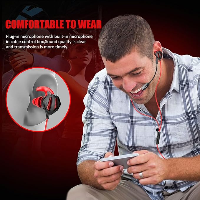 Gaming Headset with Microphone Wired Gaming Earbuds PC for PS4 PS5 One PlayStation 5 Games Mobile Phone,Detachable Stereo Bass Earphones Noise Cancelling Gaming Headphones with Mic Black