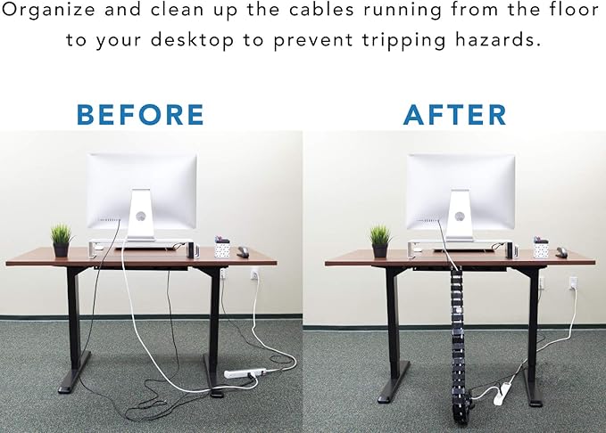 Mount-It! Cable Management Spine, Desk Cord Organizer Vertebrae, Keeps Power and AV Cords Safe and Organized, 50 Inch Long Modular Wire Management Tray, Black