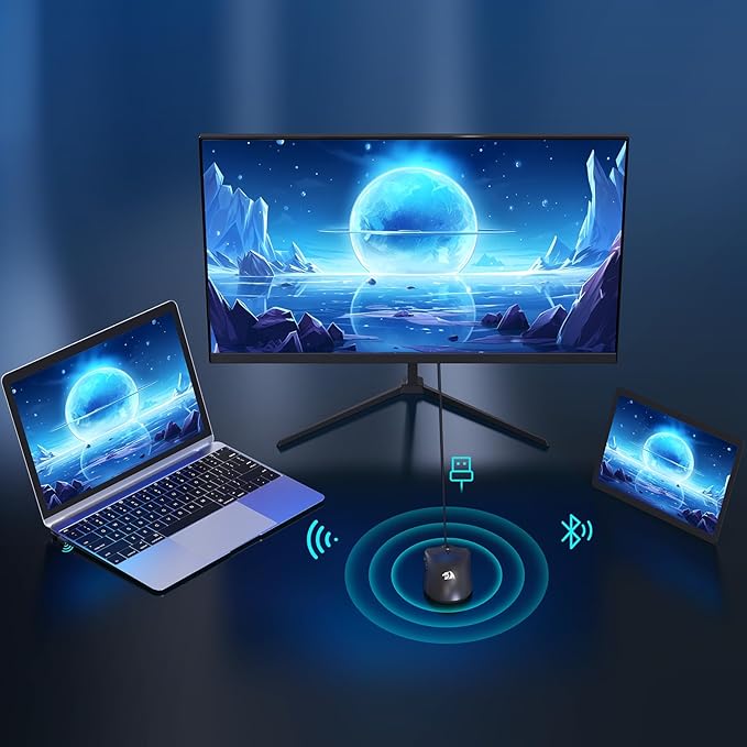 Redragon 3-Mode Wireless Gaming Mouse, Ultra-Light 26K DPI Gaming Mouse, Full Programmable Buttons, Software Supports DIY Keybinds & Adjustable DPI, M815PRO