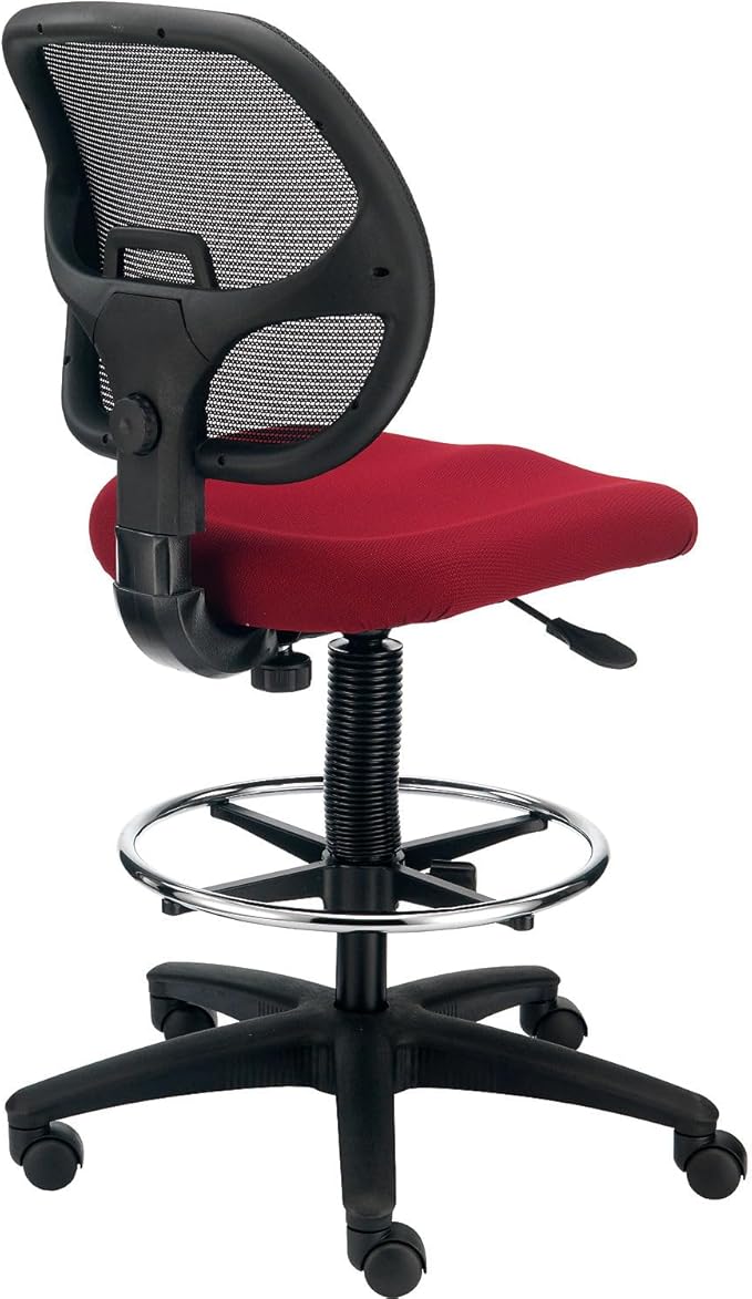 Global Industrial Armless Mesh Drafting Stool, Fabric, Red, Mid Back
