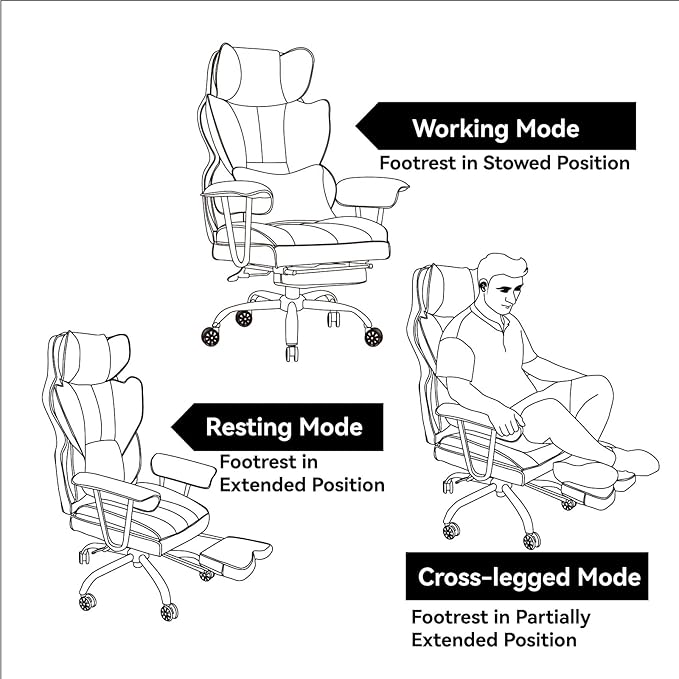 Efomao Big and Tall Office Chair 400lbs – PU Leather Executive Office Chair with Lumbar Support & Leg Rest, Heavy-Duty Computer Chair for Home Office, Brown