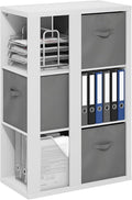 Furinno Viola Book Shelf, 3-Tier Bookshelf, Cube Storage Organizer Bookcase with Open Shelf, with Storage Bins, 13.6 x 29.3 x 43.8, for Living Room, Bedroom, Home Office, White/Light Grey