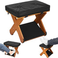 Double Step Foot Rest Under Desk, Ergonomic Wood Foot Stool with PU Cushion Top, Desk Foot Rest for Office Chair, Under Desk Footrest Stool for Work, Leg Rest Support (Walnut Finish)