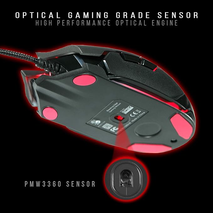 Bloody SP80 Optical Switch Gaming Mouse - Fastest Mouse Switch in Gaming - Enthusiast Grade Gaming Sensor - 8 Programmable Buttons - Non-Slip Rubberized Texture - Black - 16,000 FPS