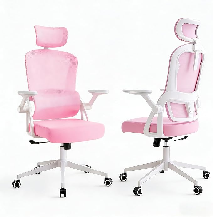 Ergonomic Office Chair - 350LB Comfy Desk Chairs with Adjustable Headrest and Lumbar Back Support, Mesh Computer Chairs with Wheels and Arms for Home Office, Study