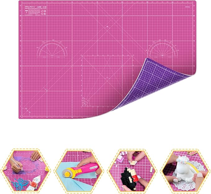 Self Healing Cutting Mat A1 24"x36" Double Sided 5-Ply Craft Mat for Sewing, Quilting, Fabric, Scrapbooking Pink/Purple