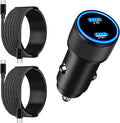 Linocell [Apple MFi Certified] iPhone 17 Car Charger, 90W USB C Car Charger Dual PD Power Cigarette Lighter Adapter with 2Pack Type C Braided Cable for iPhone 17/17 Pro Max/16/15/Galaxy S26/S25/Pixel