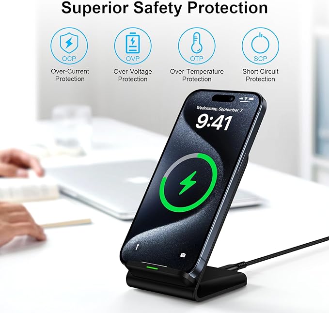 Samsung Wireless Charger Fast Charging Stand Desk Phone Charger Stand Android Charging Station for Samsung Galaxy S24 Ultra S24+ S24 S23 FE S22 S21 S20 S10 S9 S8,iPhone 15 Pro Max Plus 14 with Adapter