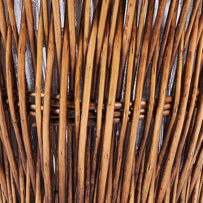 Household Essentials Small Reed Willow Waste Basket, Handwoven Basket with Removable Liner, Attractive Alternative to Plastic or Metal Cans, Brown