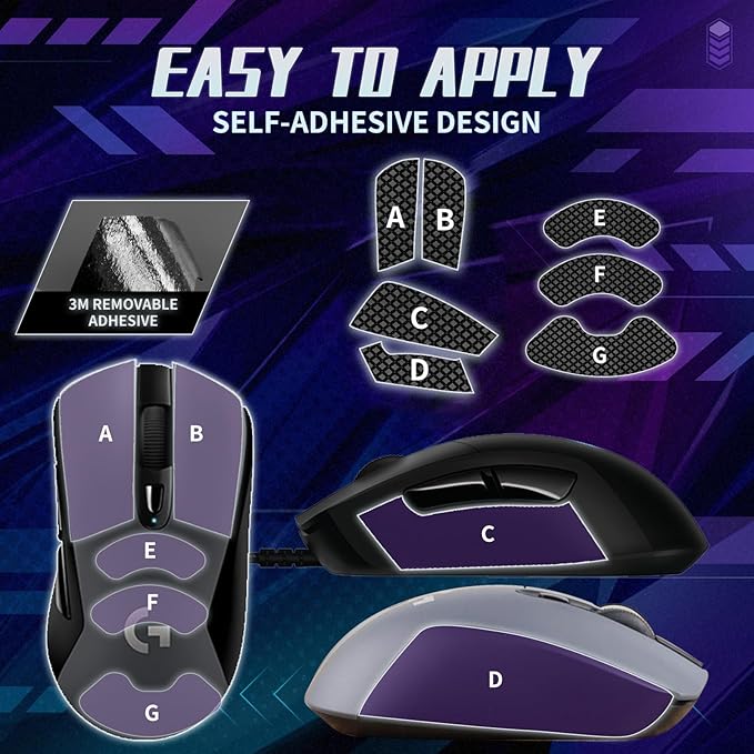TALONGAMES Mouse Anti Slip Grip Tape Compatible with Logitech G403 / G603 / G703 Gaming Mouse, Palm Sweat Absorption, Thin 0.5mm, Cut to Fit, Easy to Apply, Mouse Skin