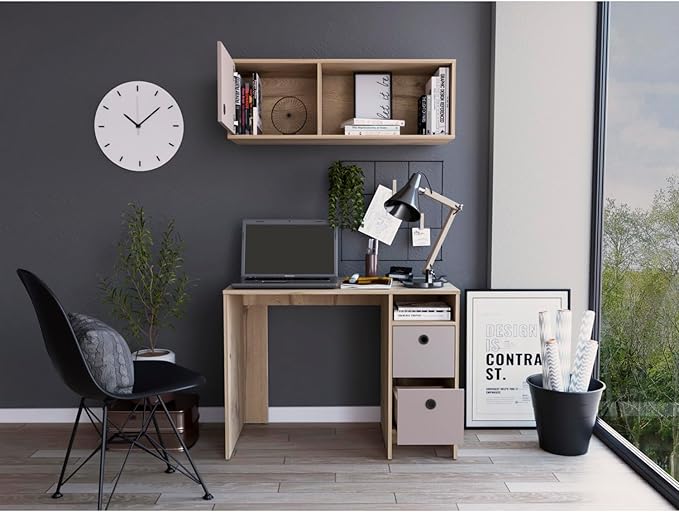 Tokyo Office Set, Three Drawers - Multicolor - Durable Office Desk with Two Drawers and Shelf - Home Office Setup - Gift-Ready