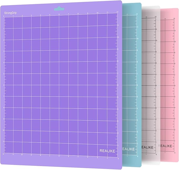 REALIKE 12x12 Cutting Mat Compatible with Cricut Maker 3/Maker 4/Maker/Explore 3/4/Air 2/Air/One (4 Mats) Variety Adhesive Cut Mats Variety Cut Mats for Crafts, Quilting, Sewing and All Arts