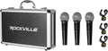 Rockville RMC-3PK Dynamic Microphones 3 Pack, Uni-Directional, Metal Build, XLR, Clear Sound, Low Background Noise, Durable Case, for Vocals, Instruments, DJs