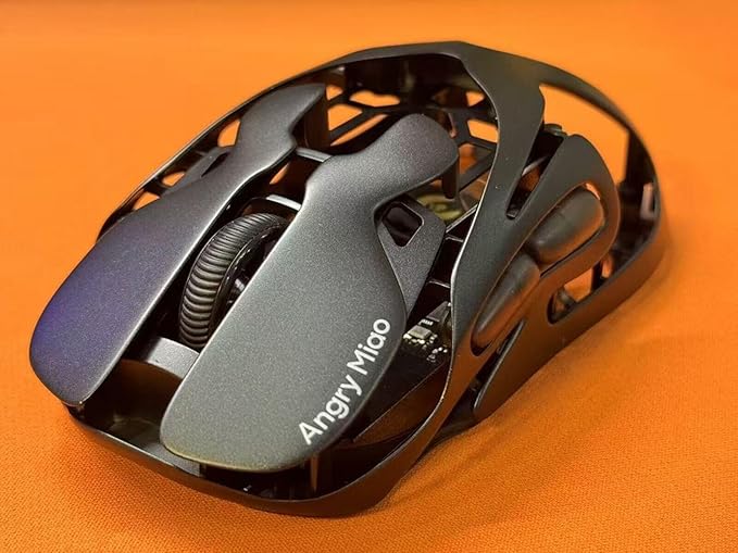 Angry miao AM Infinity Wireless Gaming Mouse, 49g Magnesium-Aluminum, PAW3950 30K DPI, 8K Polling, Anti-Double Click Optical-Micro Switches, Hot-Swap Battery, Tri-Mode RGB Programmable Mouse for FPS