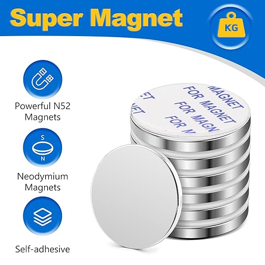 LOVIMAG Neodymium Fridge Magnets, 25x2mm Waterproof Strong Rare Earth Magnet, Powerful Refrigerator Magnets with Adhesive Backing for Craft, DIY, Office, Kitchen, Whiteboard Magnet - 20 Pack