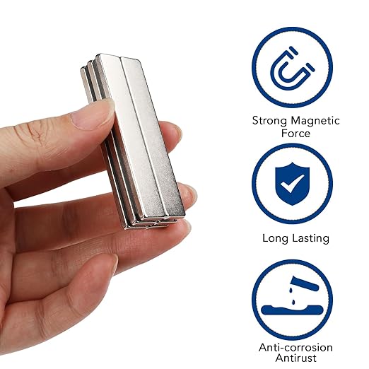 TRYMAG 25 Packs Heavy Duty Neodymium Magnet Bars 60x10x3mm, Strong Magnetic Strips Rare Earth with Double-Sided Adhesive, Powerful Metal Rectangular Magnets for Door, Craft, Fridge, Office