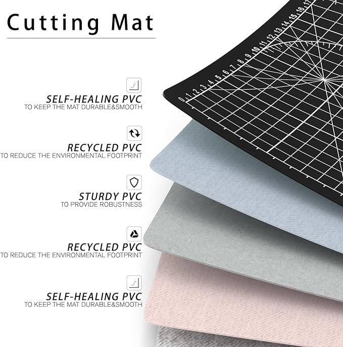 DIYSELF Cutting Mat 8in×6in, Self Healing Cutting Mat, A5 Rotary Cutting Mats for Crafts Sewing Hobby Fabric Project, 5-Ply Craft Cutting Board Double Sided for Quilting, Matting & Mounting Materials