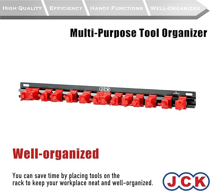 JCK TOOL ORGANIZER, Garage Gardening Tool Storage Rack Organizer Wall Mount, Yard Shovel Rack Holder Organization,Heavy-Duty Extra Equipment,Ladders,Sport Gears,Hoses,Lawn Trimmer